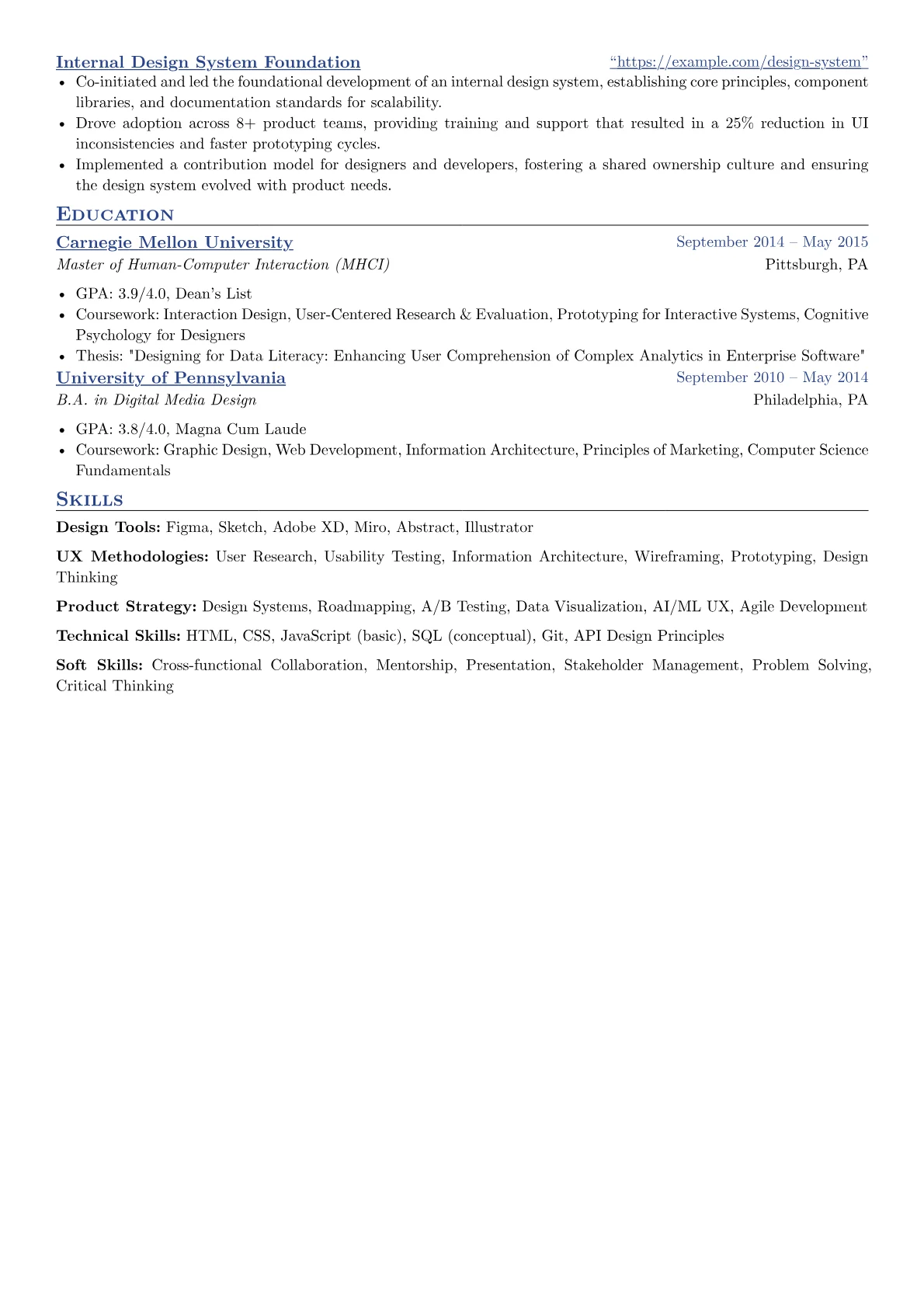 Lead Designer resume example, B2B SaaS & Data Platforms, page 2