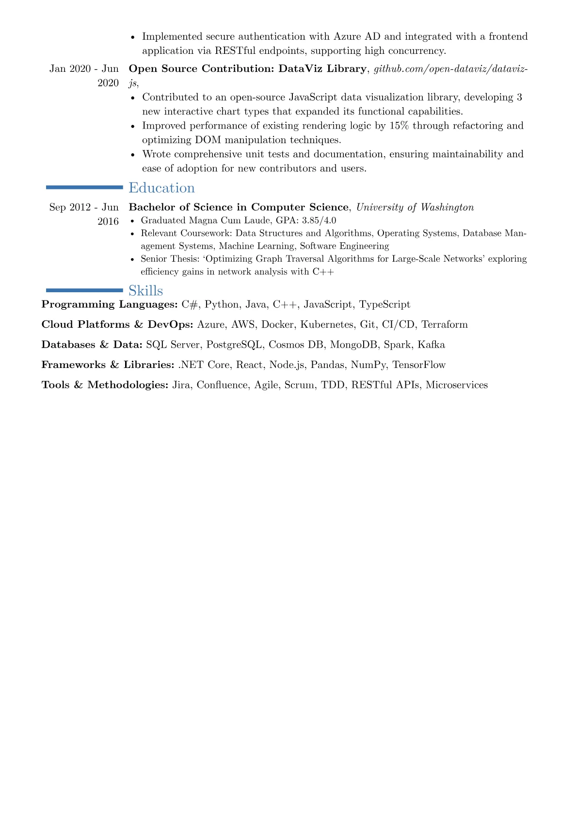 Lead Developer resume example, Career changer, page 2