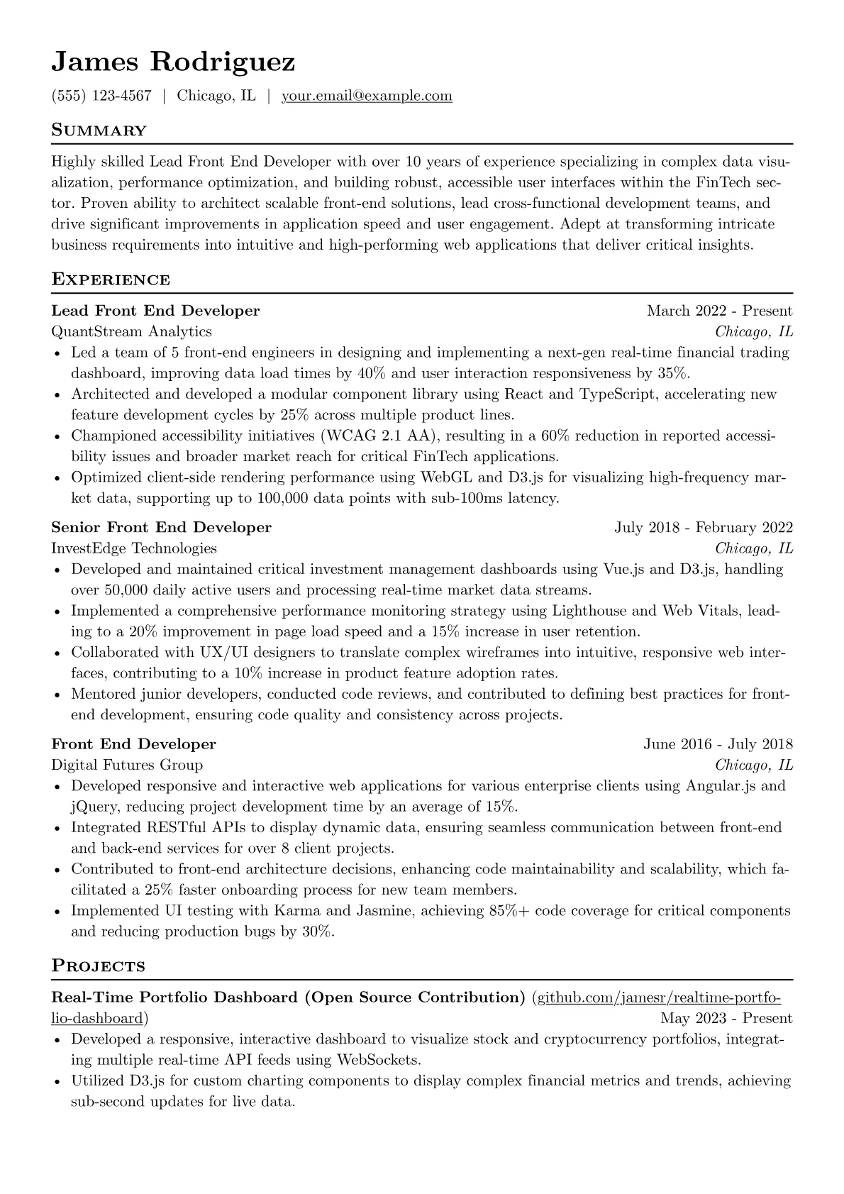 Lead Front End Developer version - Page 1