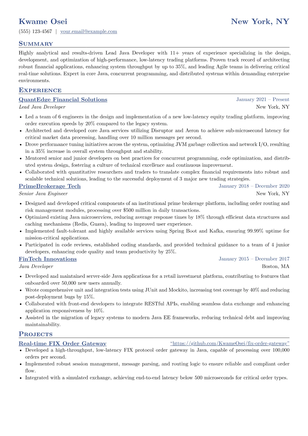 Lead Java Developer version - Page 1