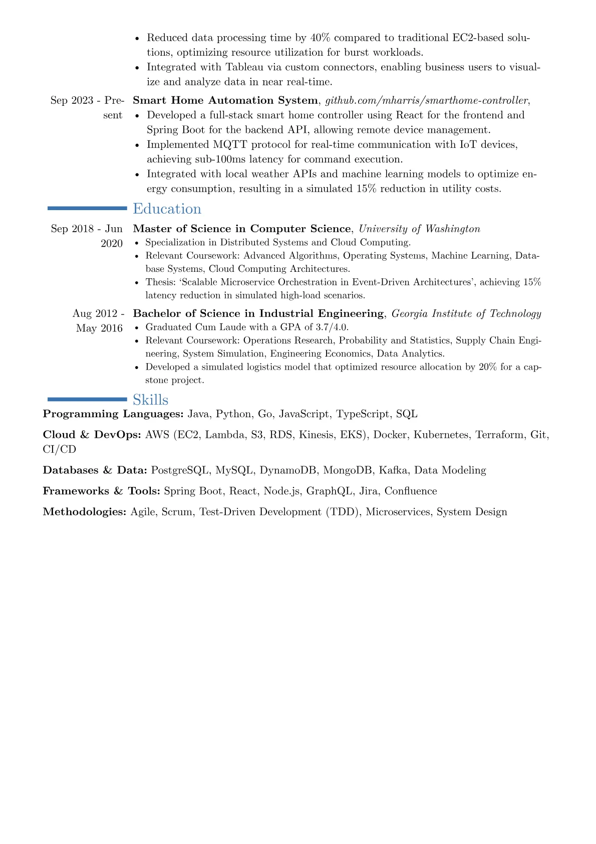 Lead Programmer resume example, Career changer, page 2