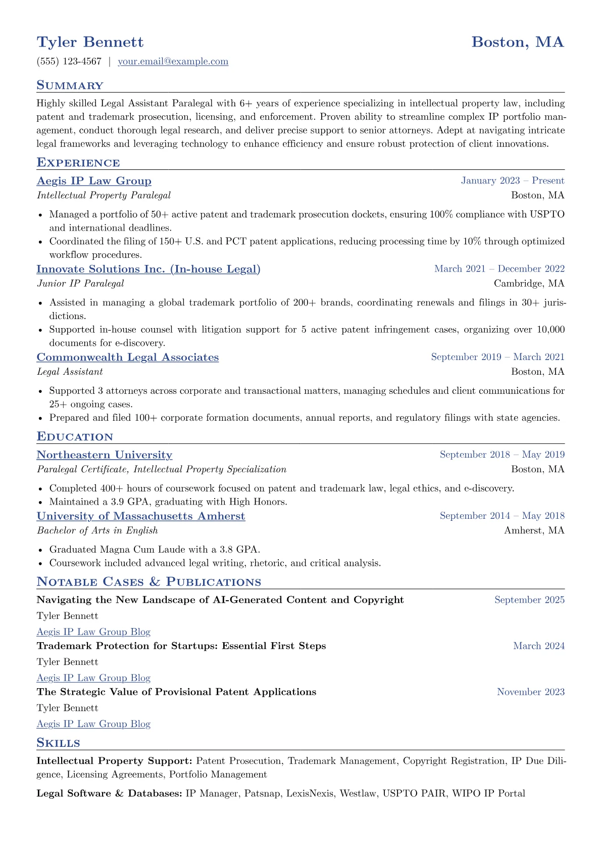 Legal Assistant Paralegal resume example, Legal Assistant Paralegal, page 1