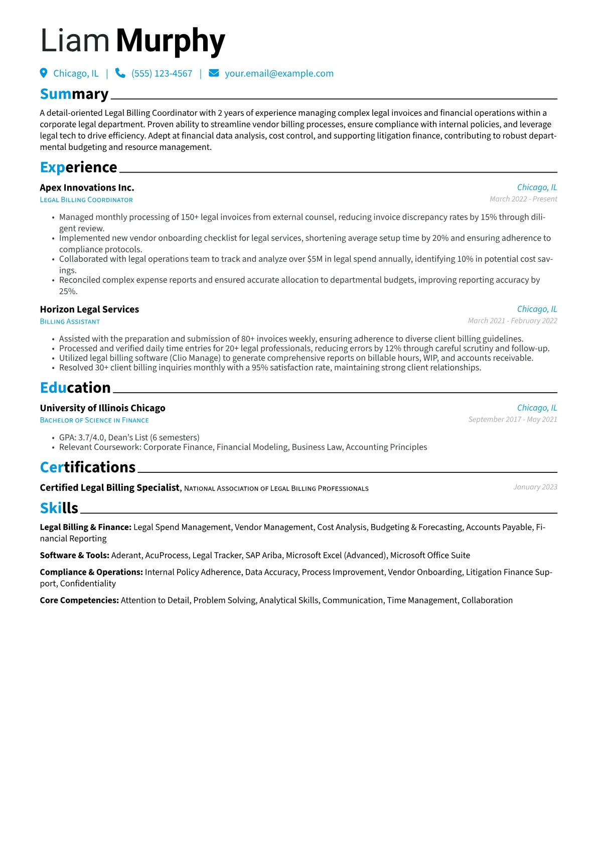 Legal Billing & Finance version - Page 1