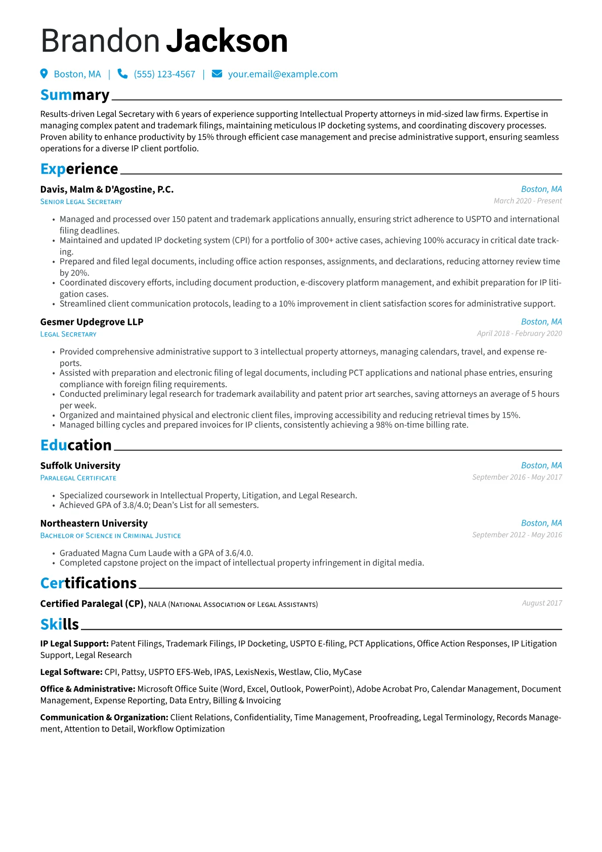 Legal Secretary version - Page 1