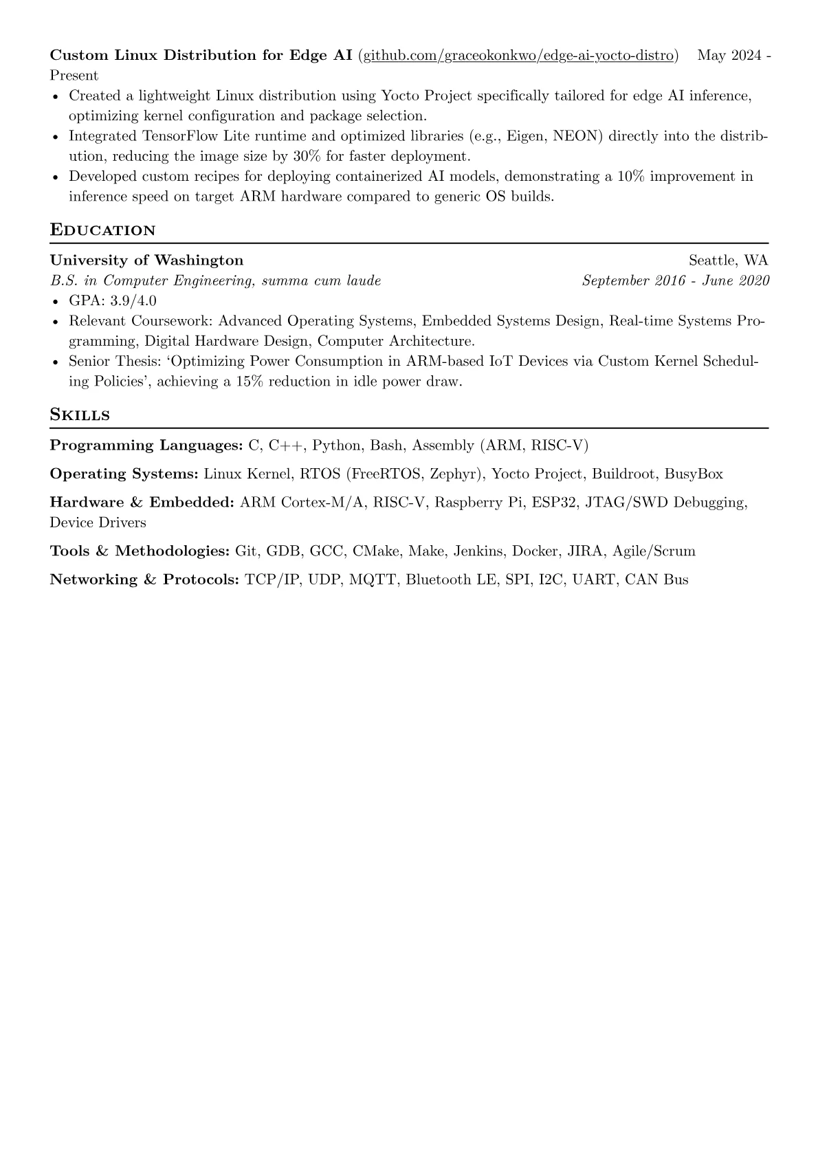 Linux Developer resume example, Embedded Linux Developer, page 2