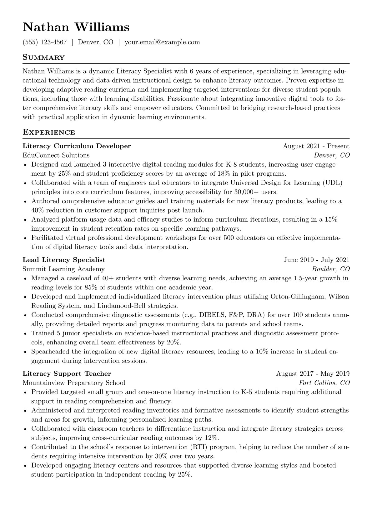Literacy Specialist version - Page 1