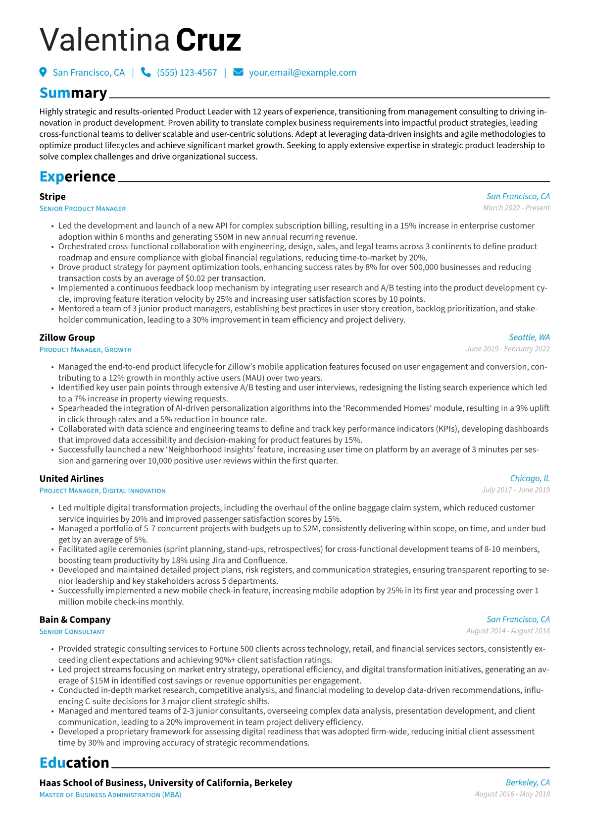 Long resume example, Career changer, page 1