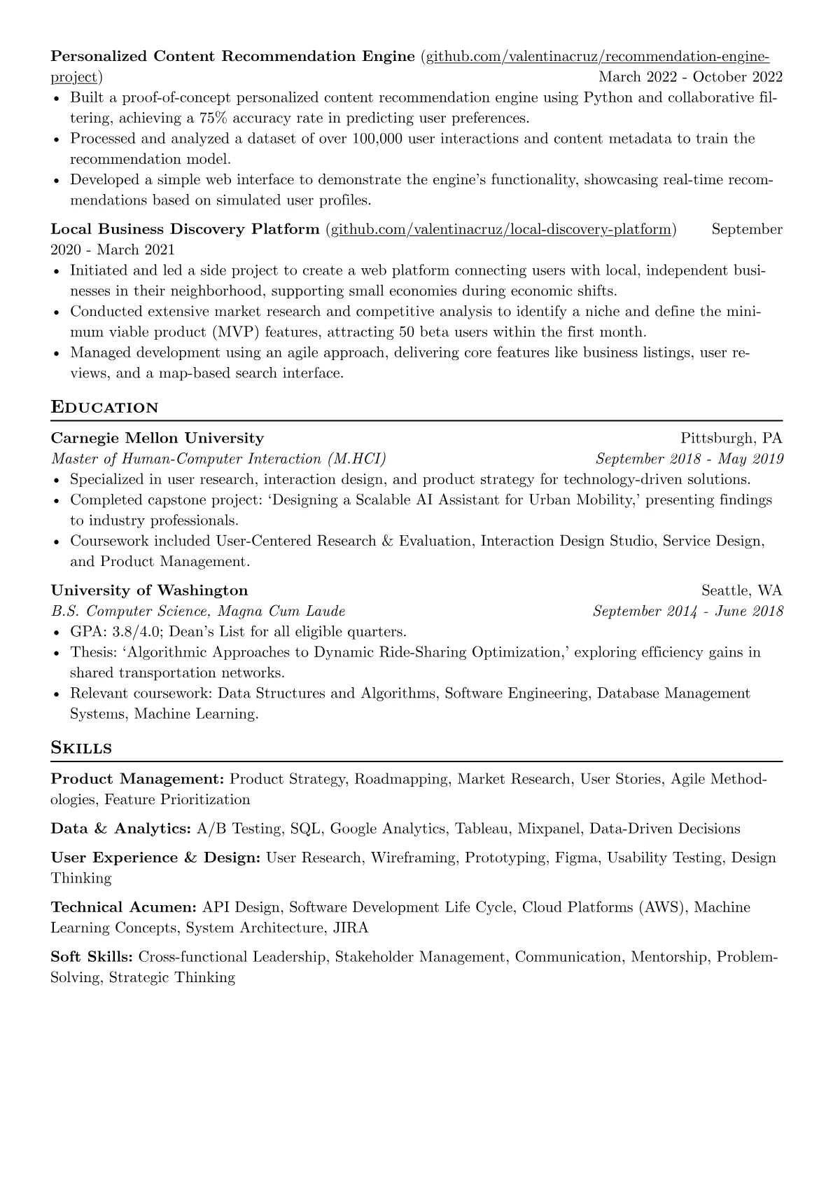 Lyft resume example, Product Manager, page 2