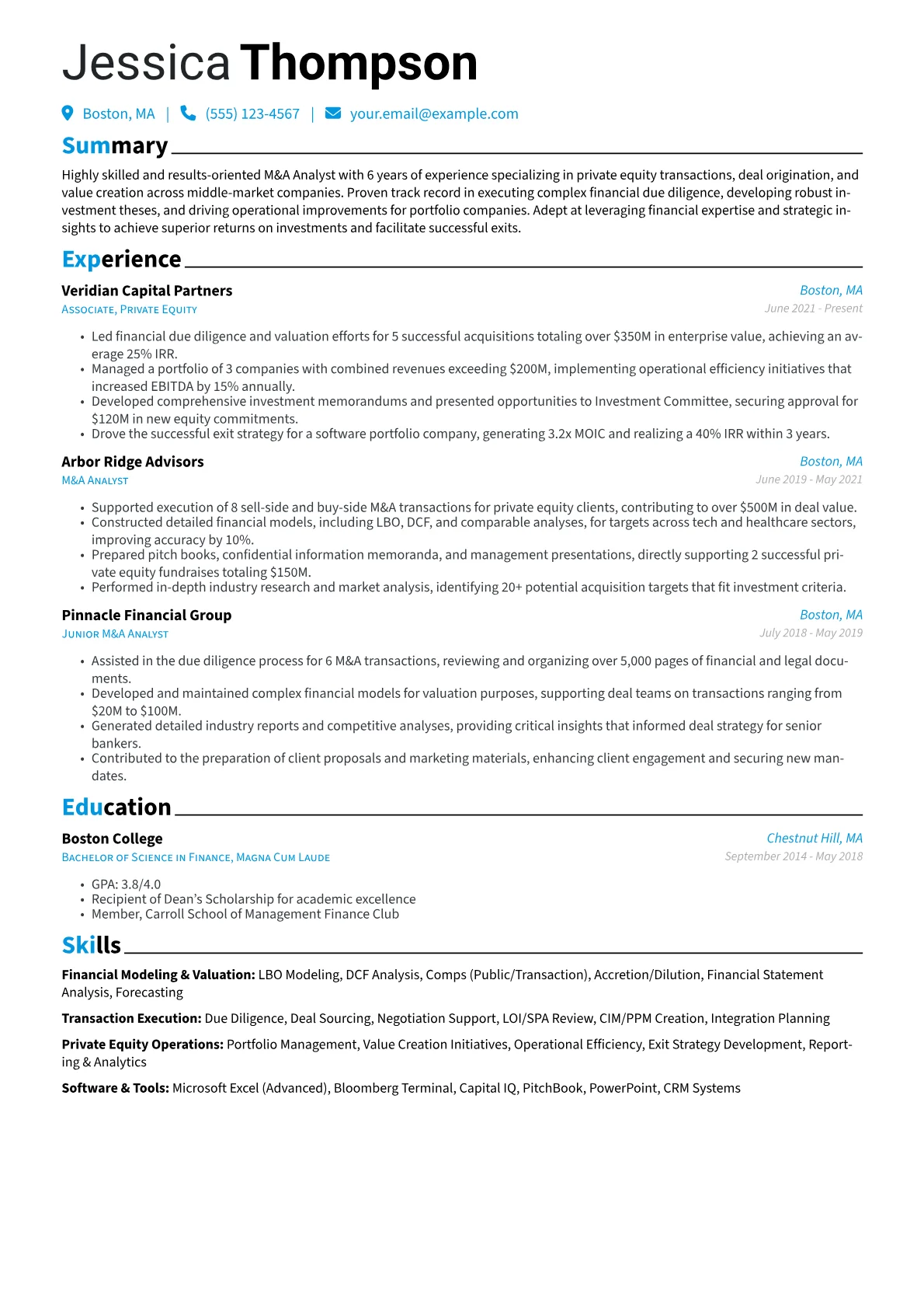 Private Equity M&A Analyst version - Page 1