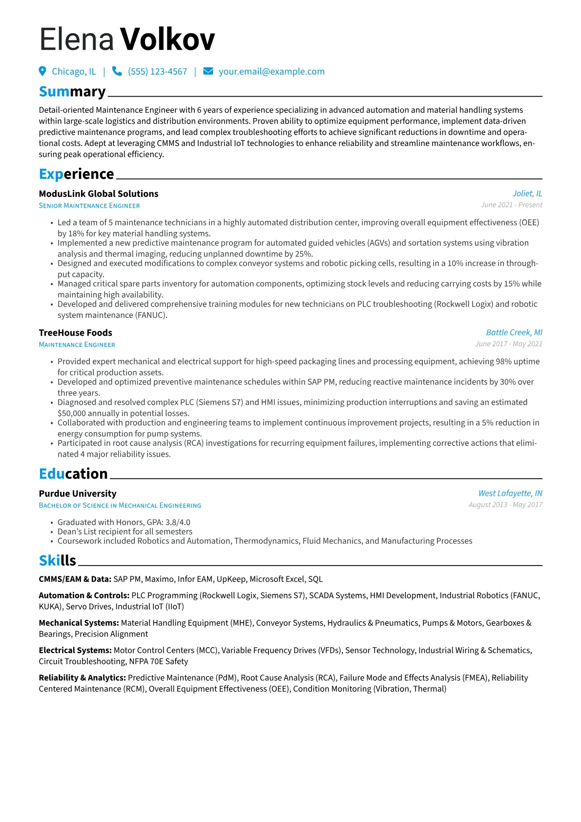 Maintenance Engineer version - Page 1