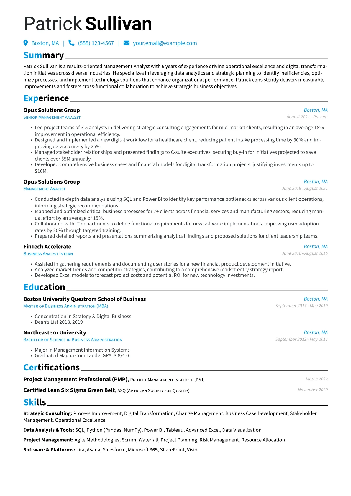 Management Analyst version - Page 1