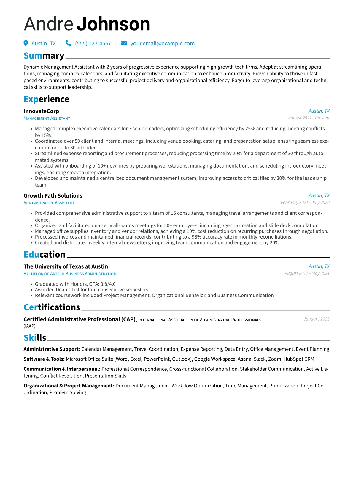 Administrative Support version - Page 1
