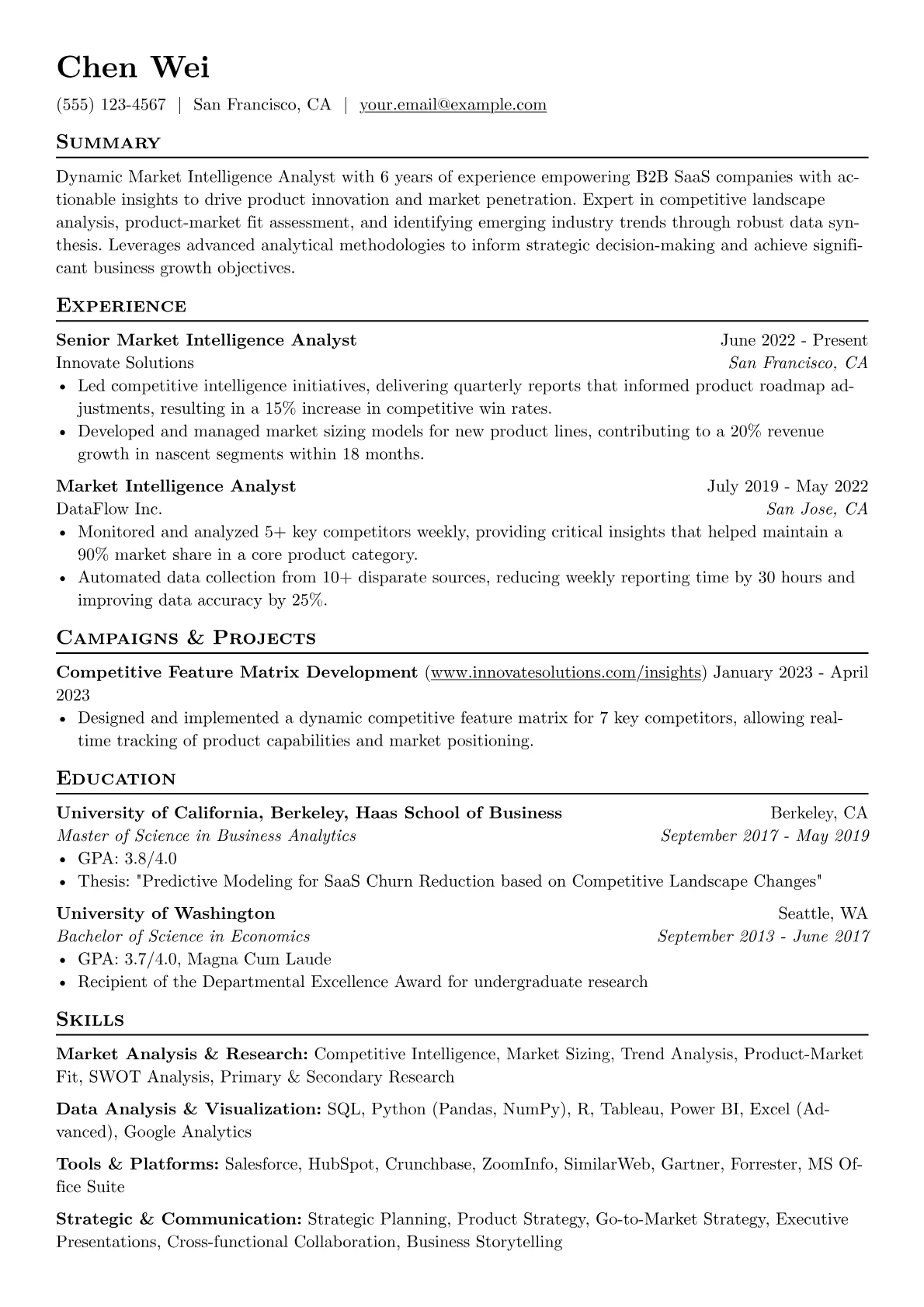 Market Intelligence version - Page 1