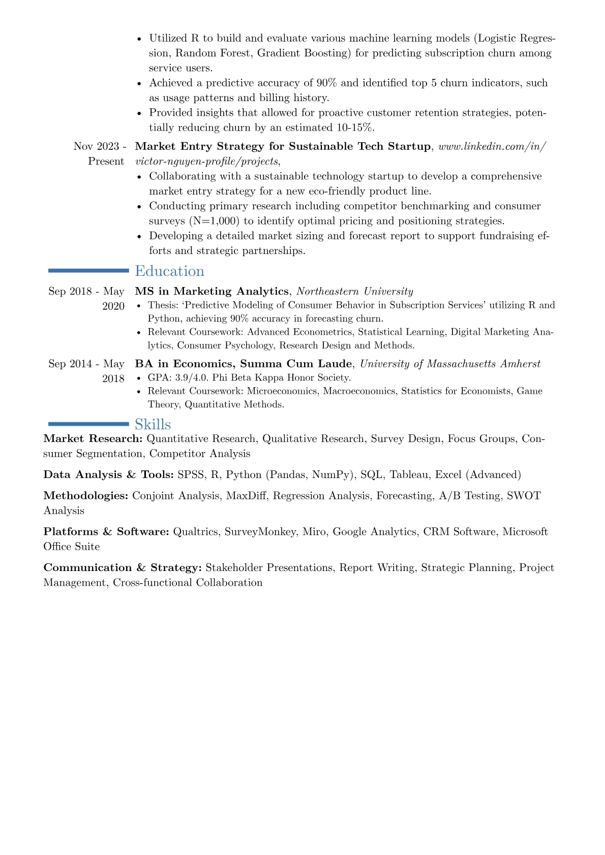 Market Researcher resume example, Career changer, page 2