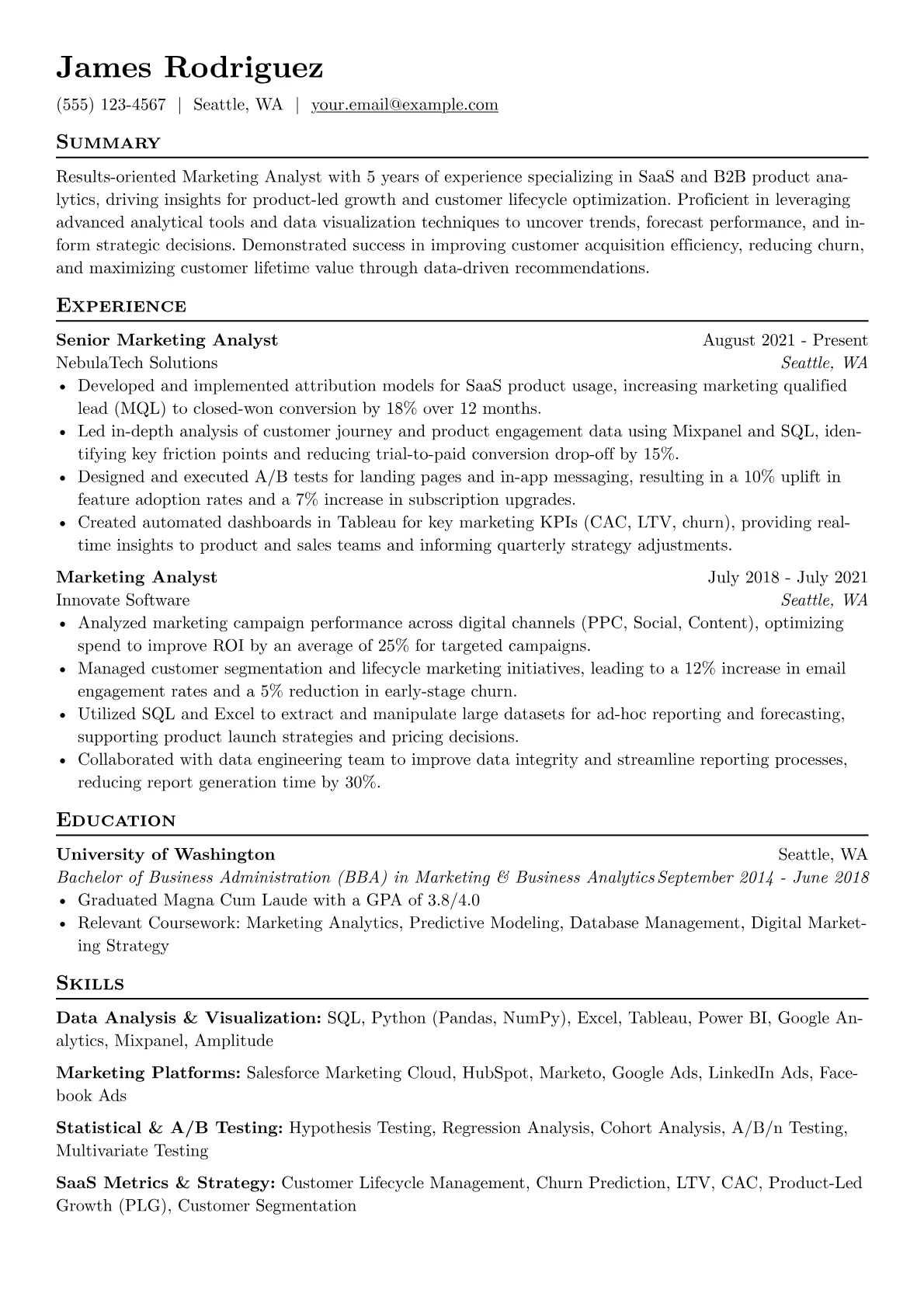 Marketing Analyst version - Page 1