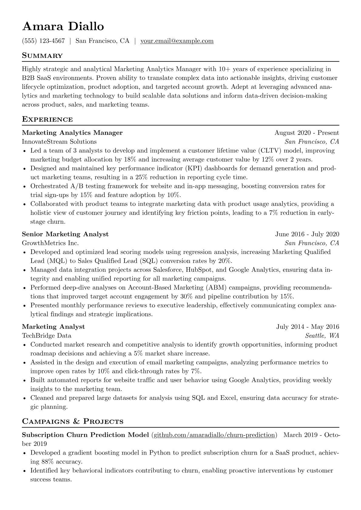 Marketing Analytics version - Page 1