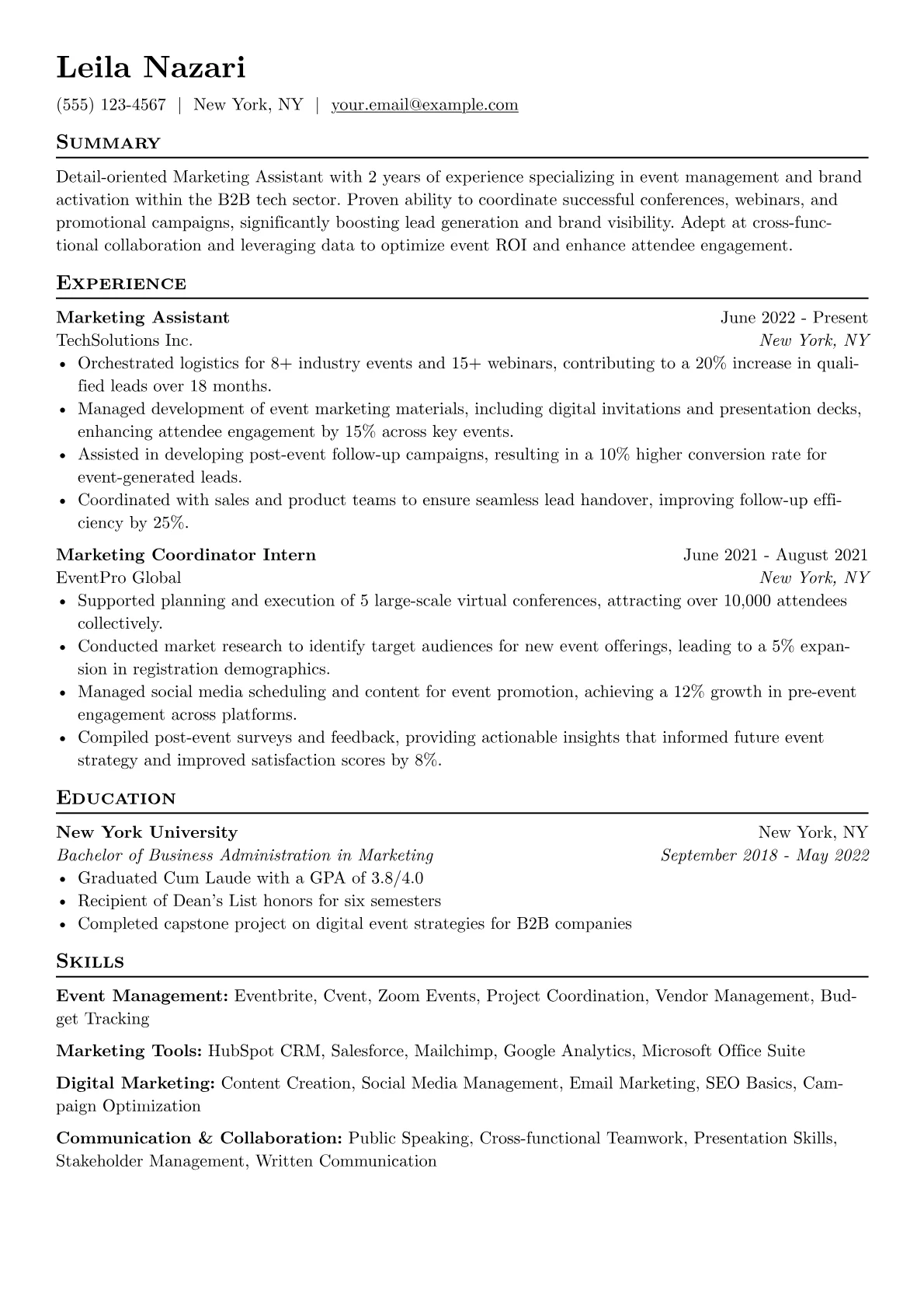 Event Marketing Specialist version - Page 1