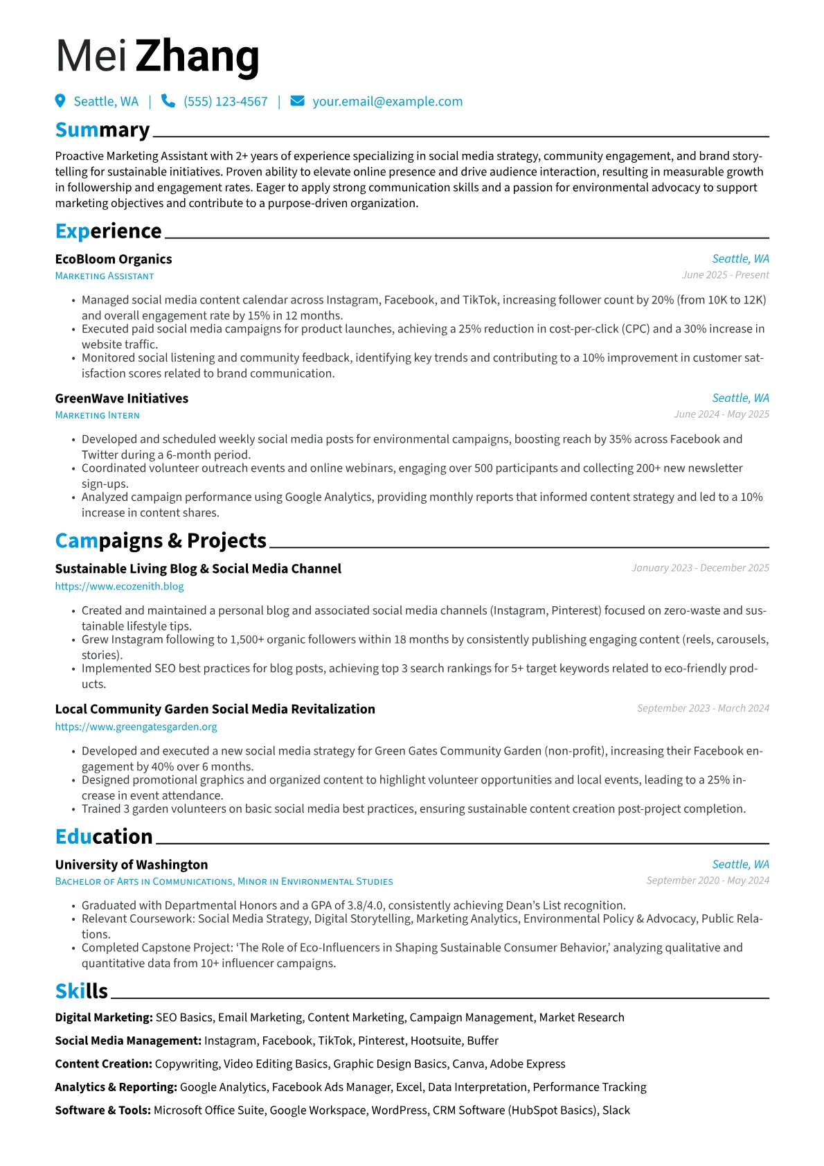 Marketing Assistant With No Experience resume example, Marketing Assistant, page 1