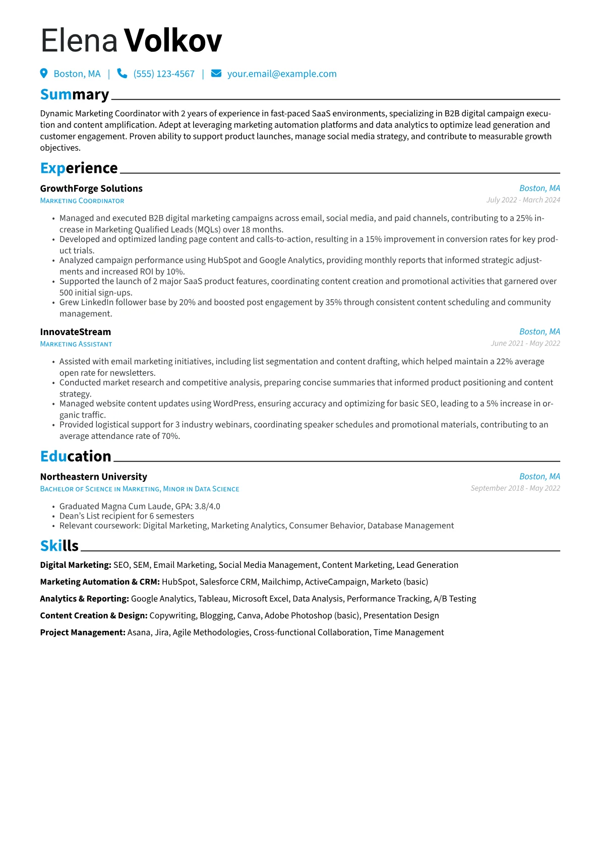 SaaS Marketing Coordinator version - Page 1