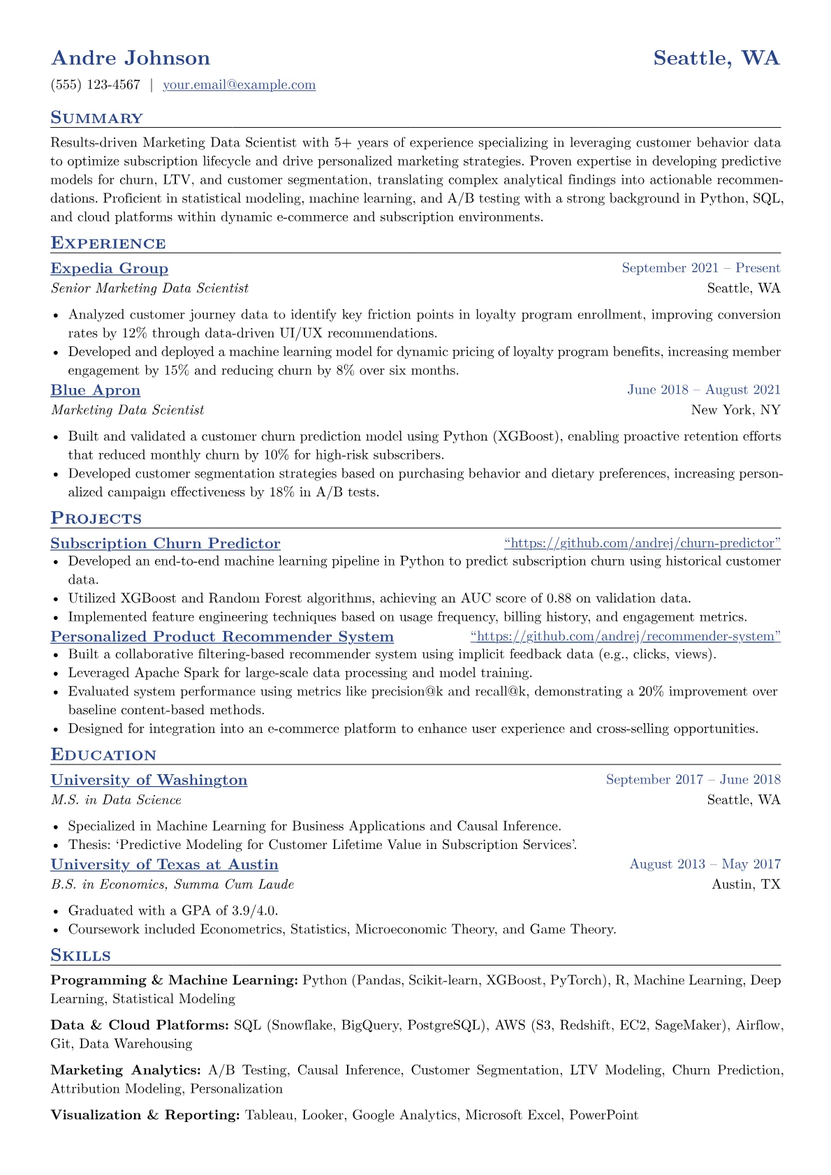 Marketing Data Scientist version - Page 1