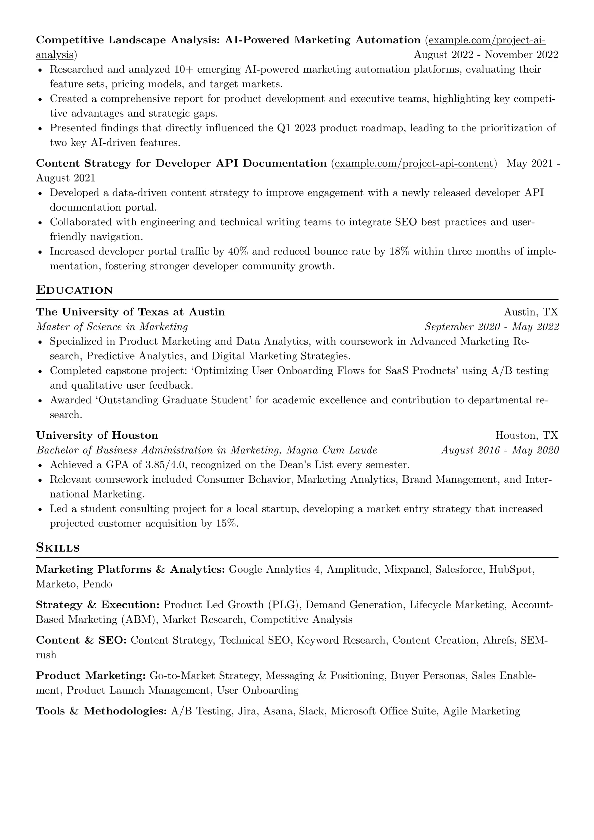 Marketing Strategist resume example, Marketing Platforms, page 2
