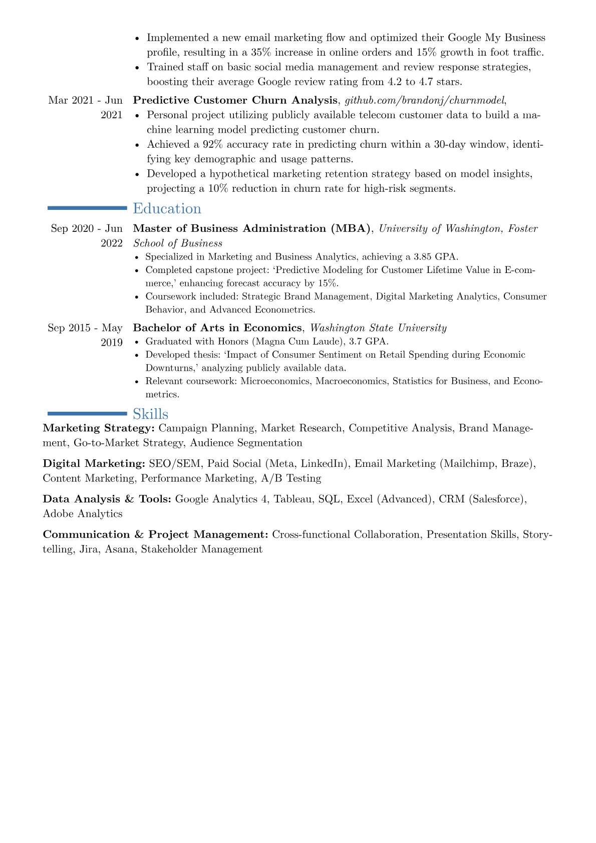 Marketing Strategist resume example, Career changer, page 2