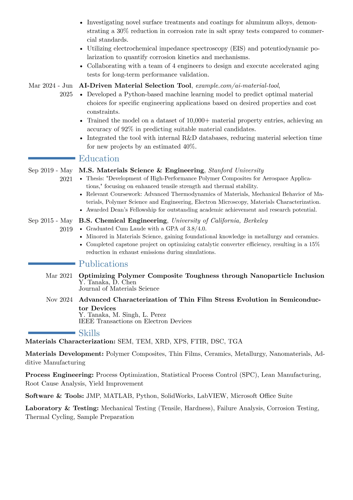 Materials Scientist resume example, Career changer, page 2