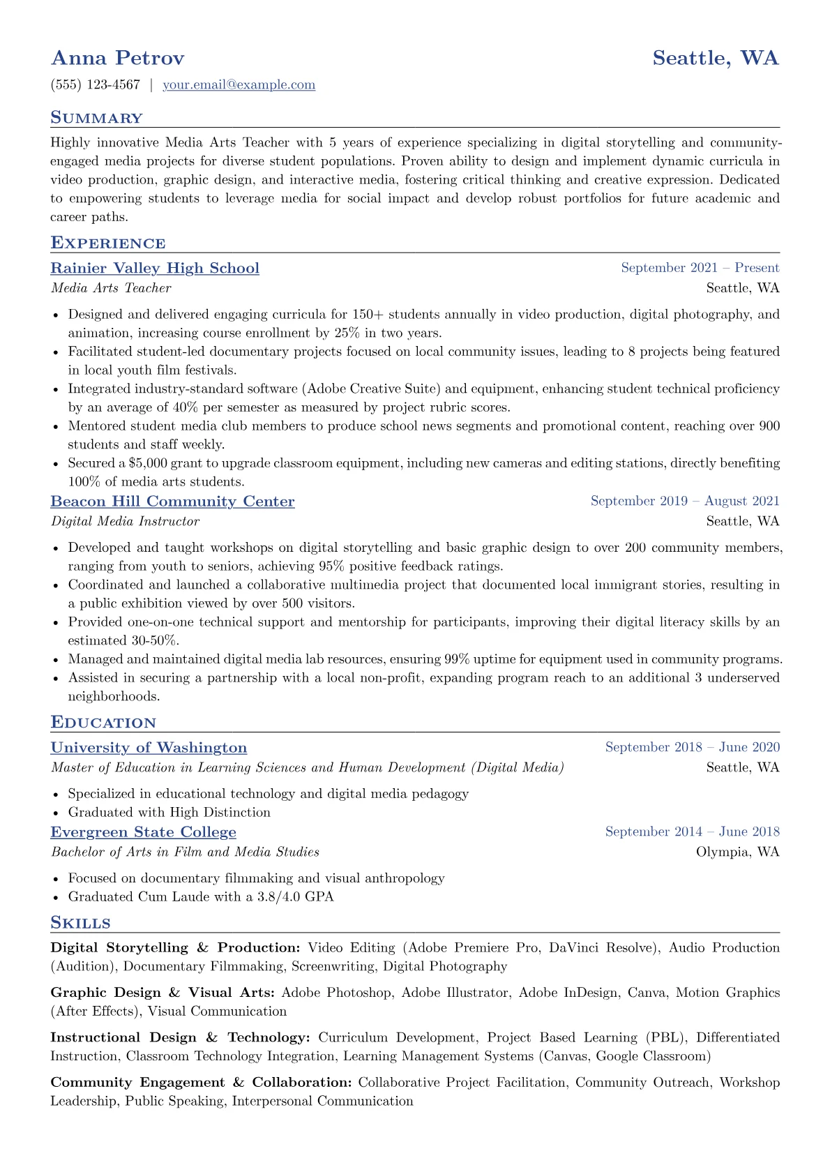 Media Arts Teacher version - Page 1