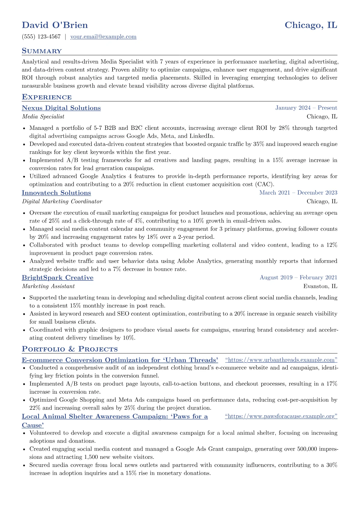 Media Specialist resume example, Media Specialist, page 1