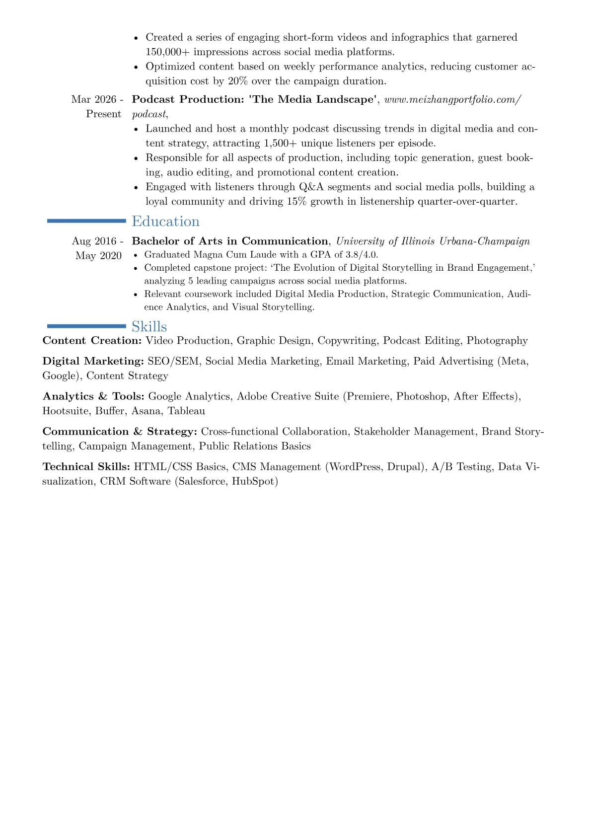 Media Specialist resume example, Career changer, page 2