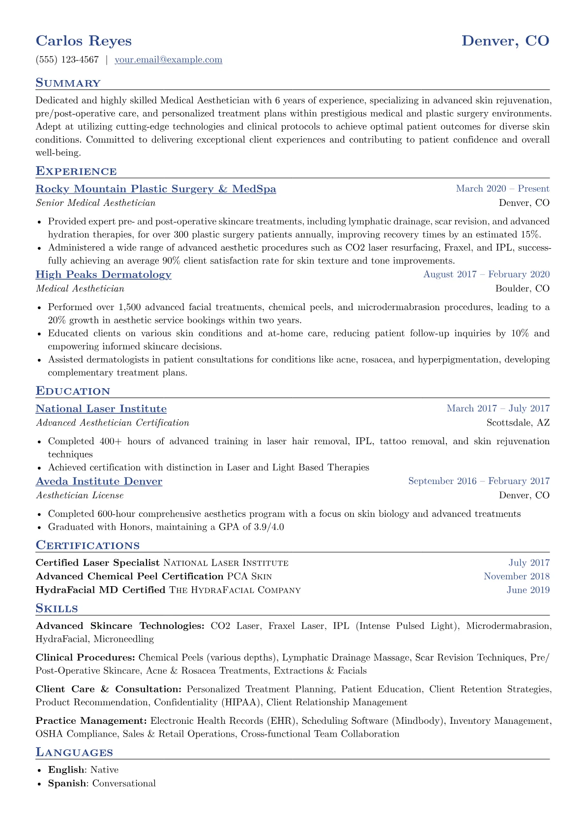 Medical Aesthetician version - Page 1