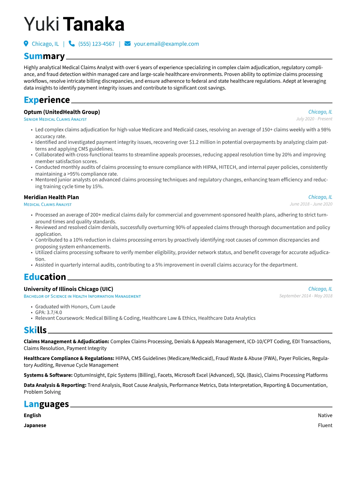 Medical Claims Analyst version - Page 1