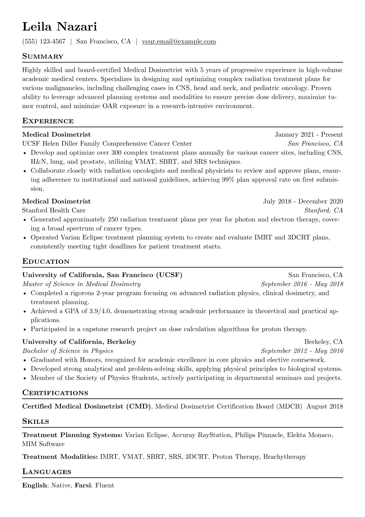 Medical Dosimetrist version - Page 1