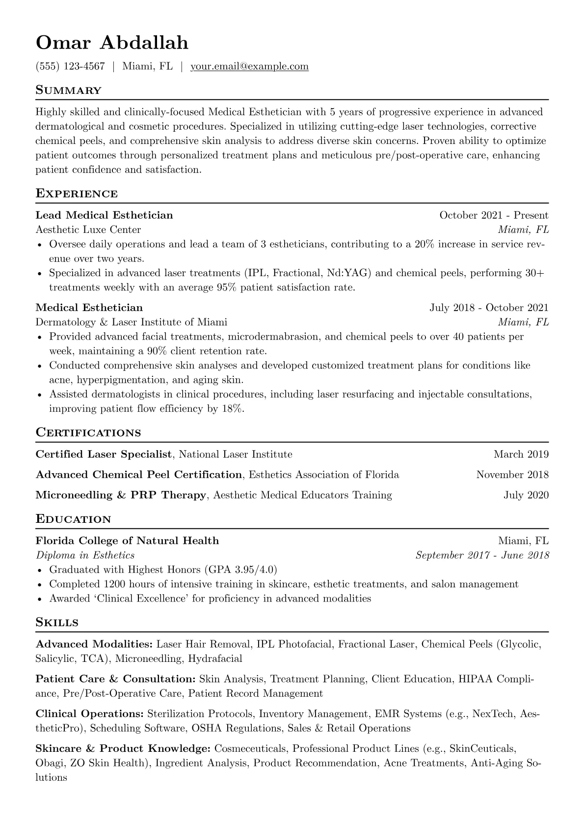 Medical Esthetician version - Page 1