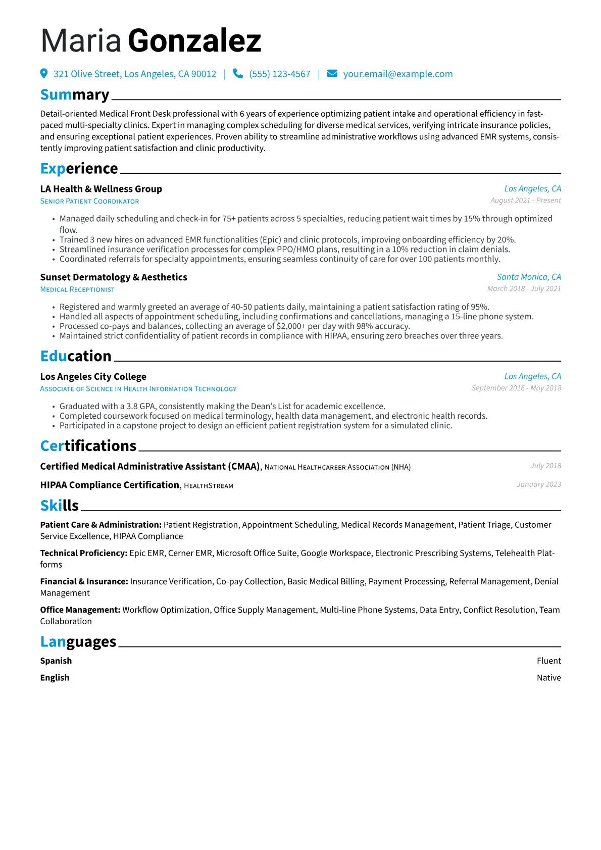 Medical Front Desk version - Page 1