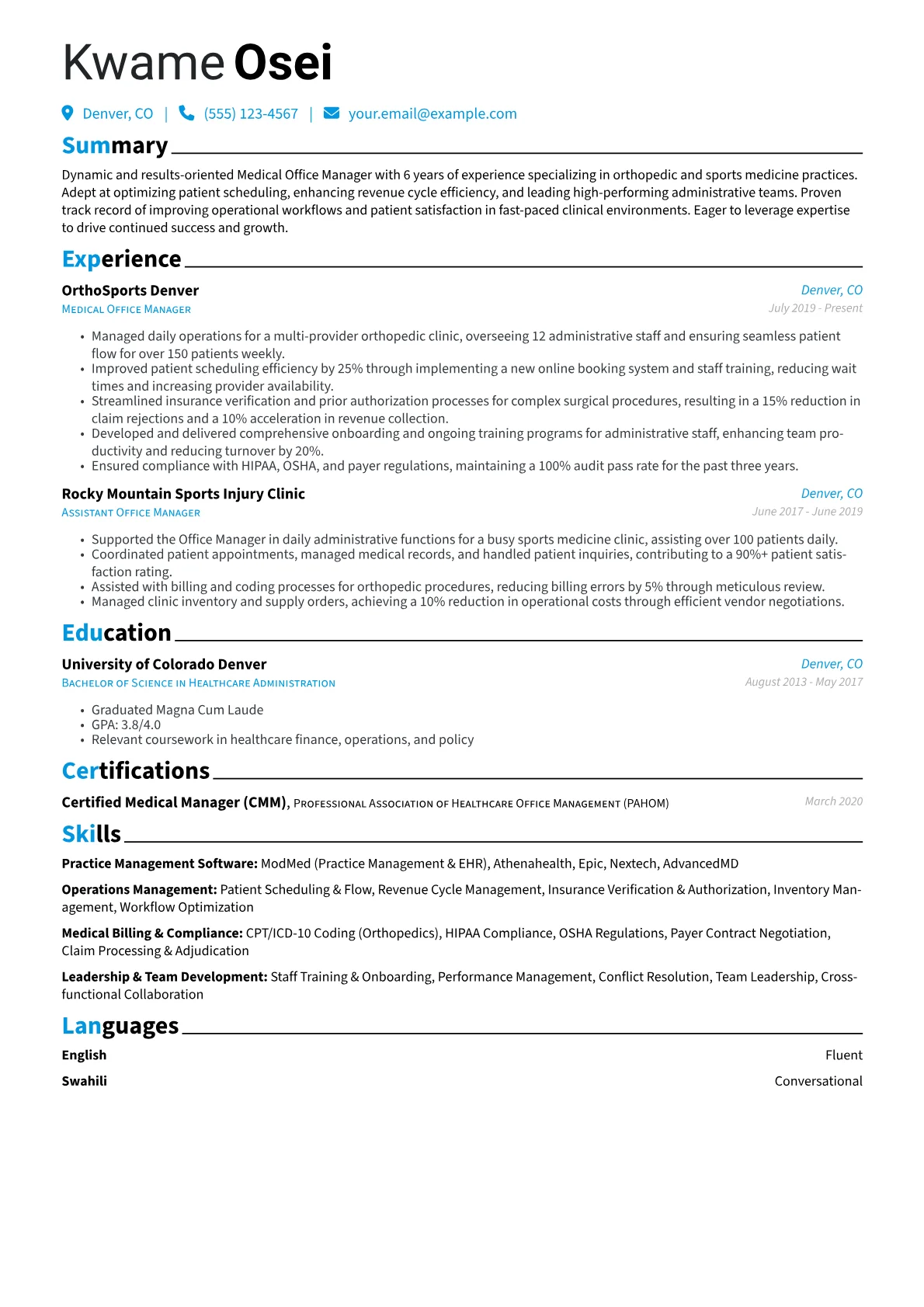 Medical Office Manager version - Page 1