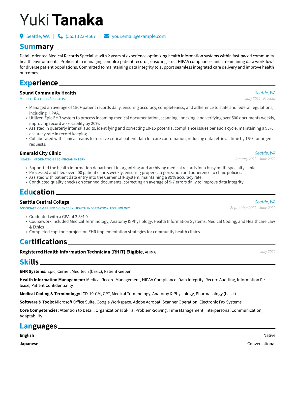 Medical Records version - Page 1