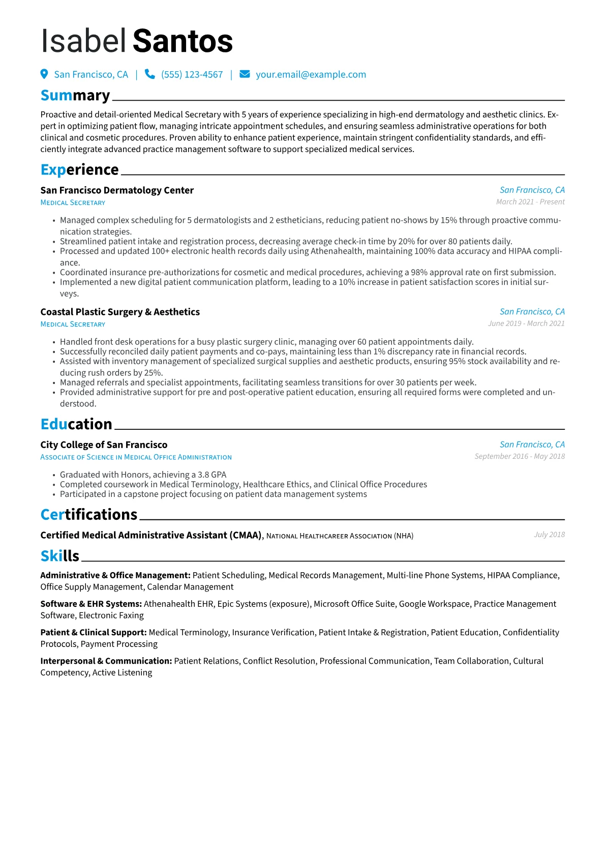 Medical Secretary version - Page 1