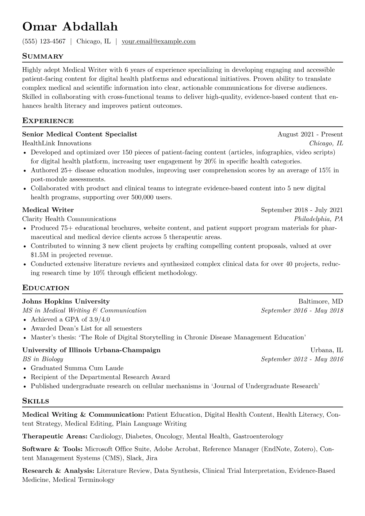 Medical Writer version - Page 1