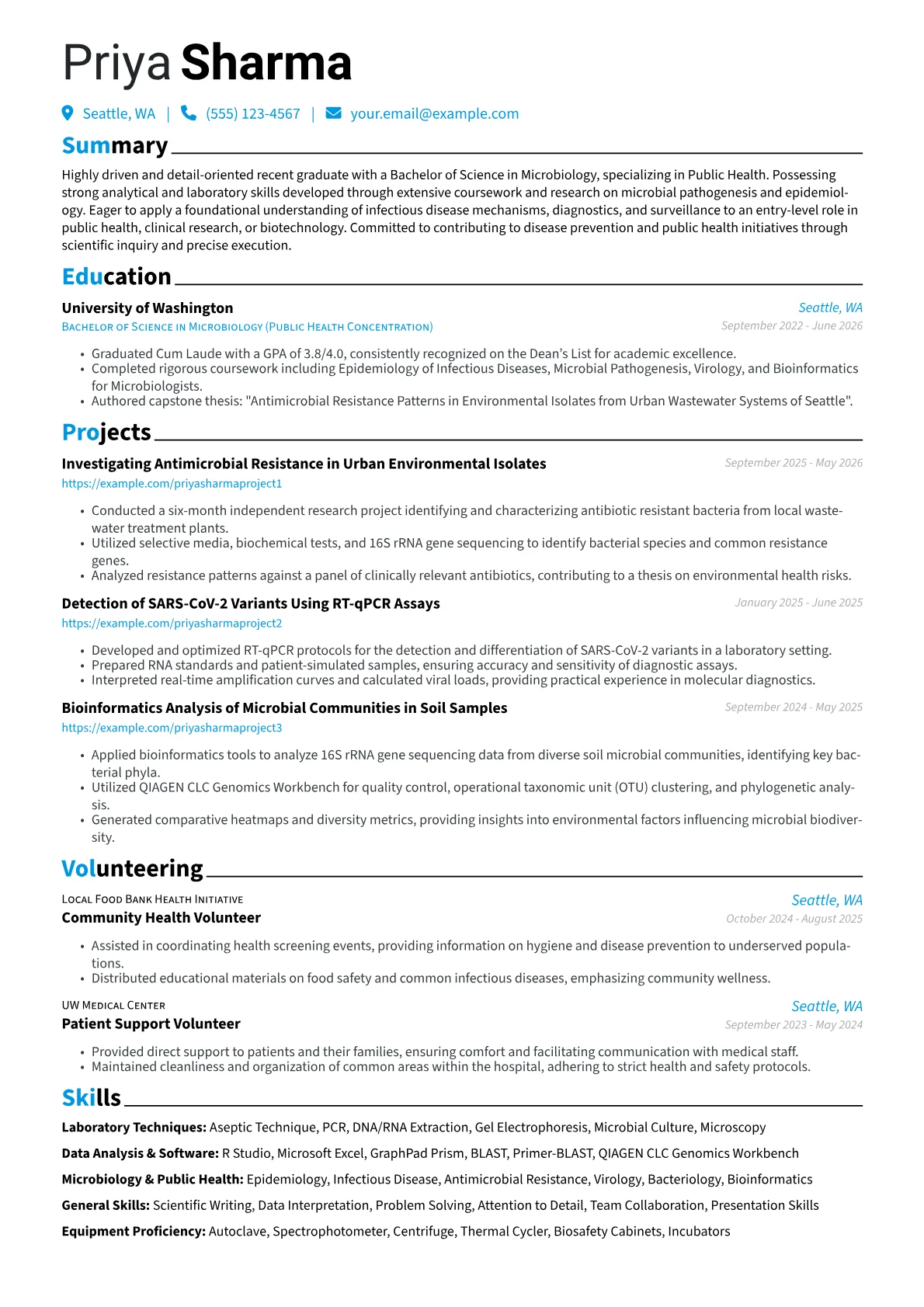 Microbiology resume example, Laboratory Techniques, page 1