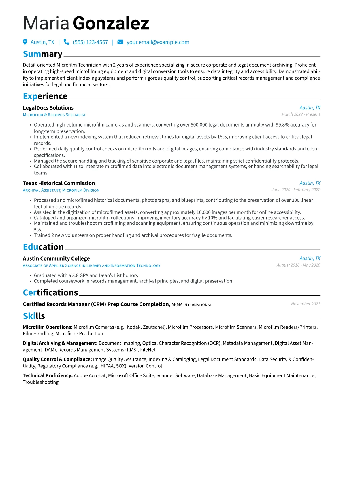 Microfilm Technician version - Page 1