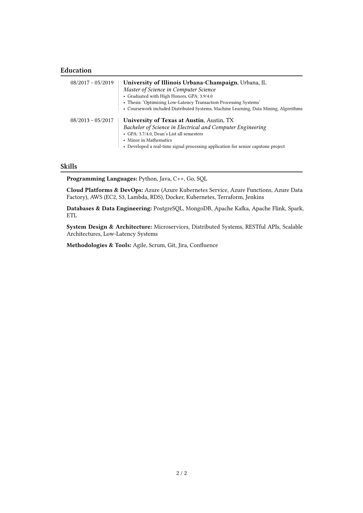 Microsoft resume example, Career changer, page 2