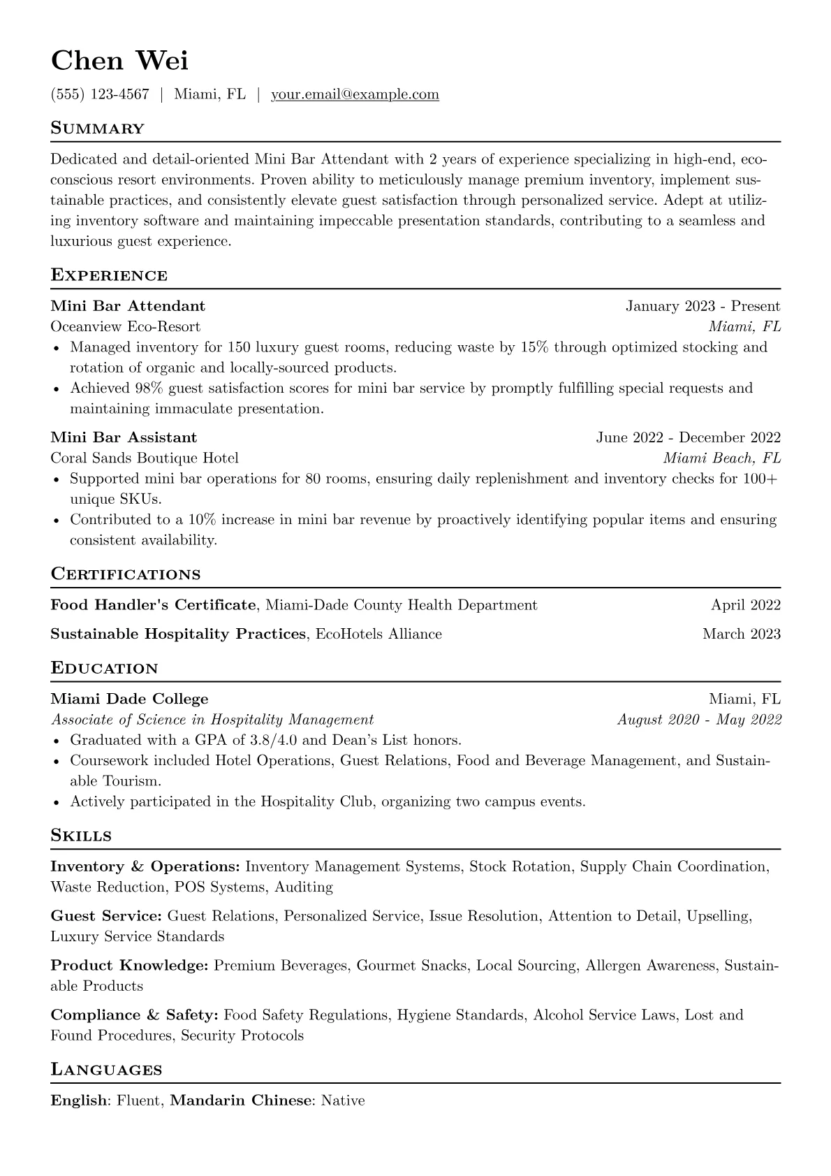 Eco-Resort Mini Bar version - Page 1