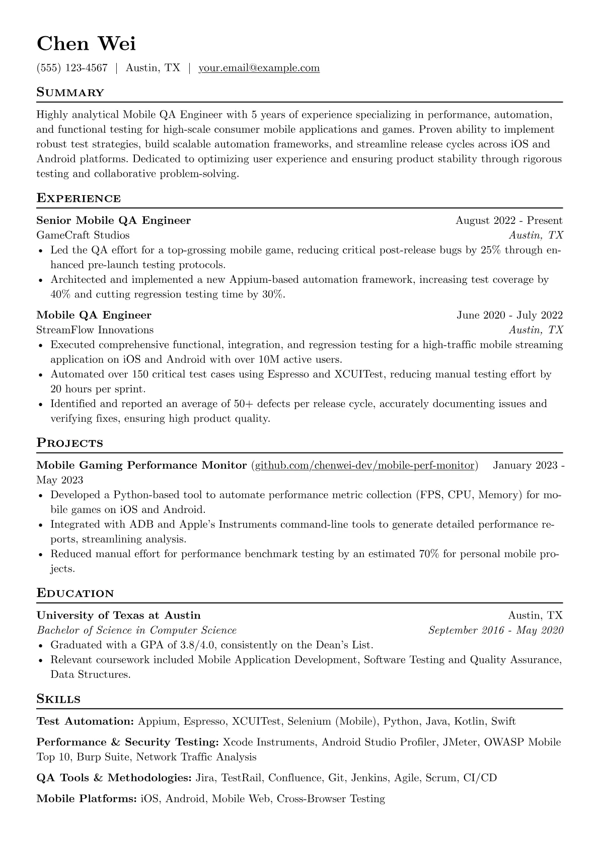 Mobile QA Engineer version - Page 1