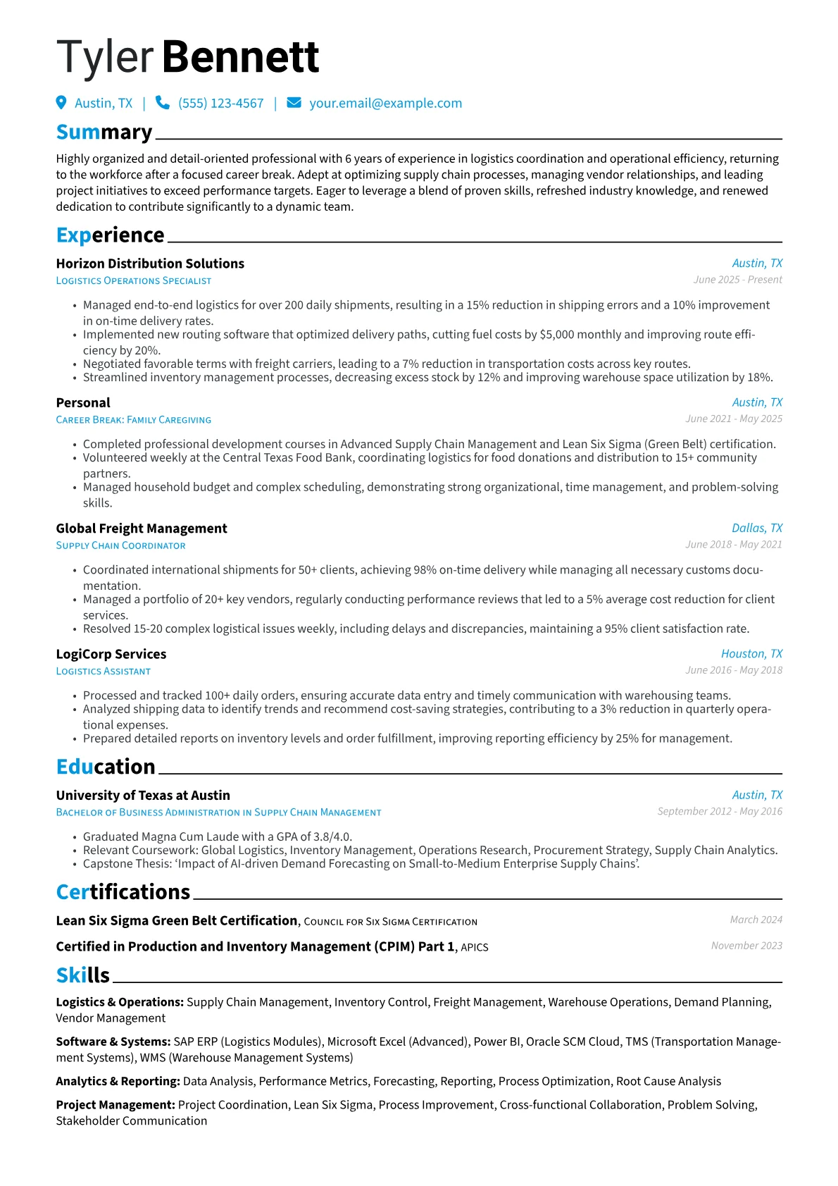 Mom Returning to Work resume example, Mom Returning to Work, page 1