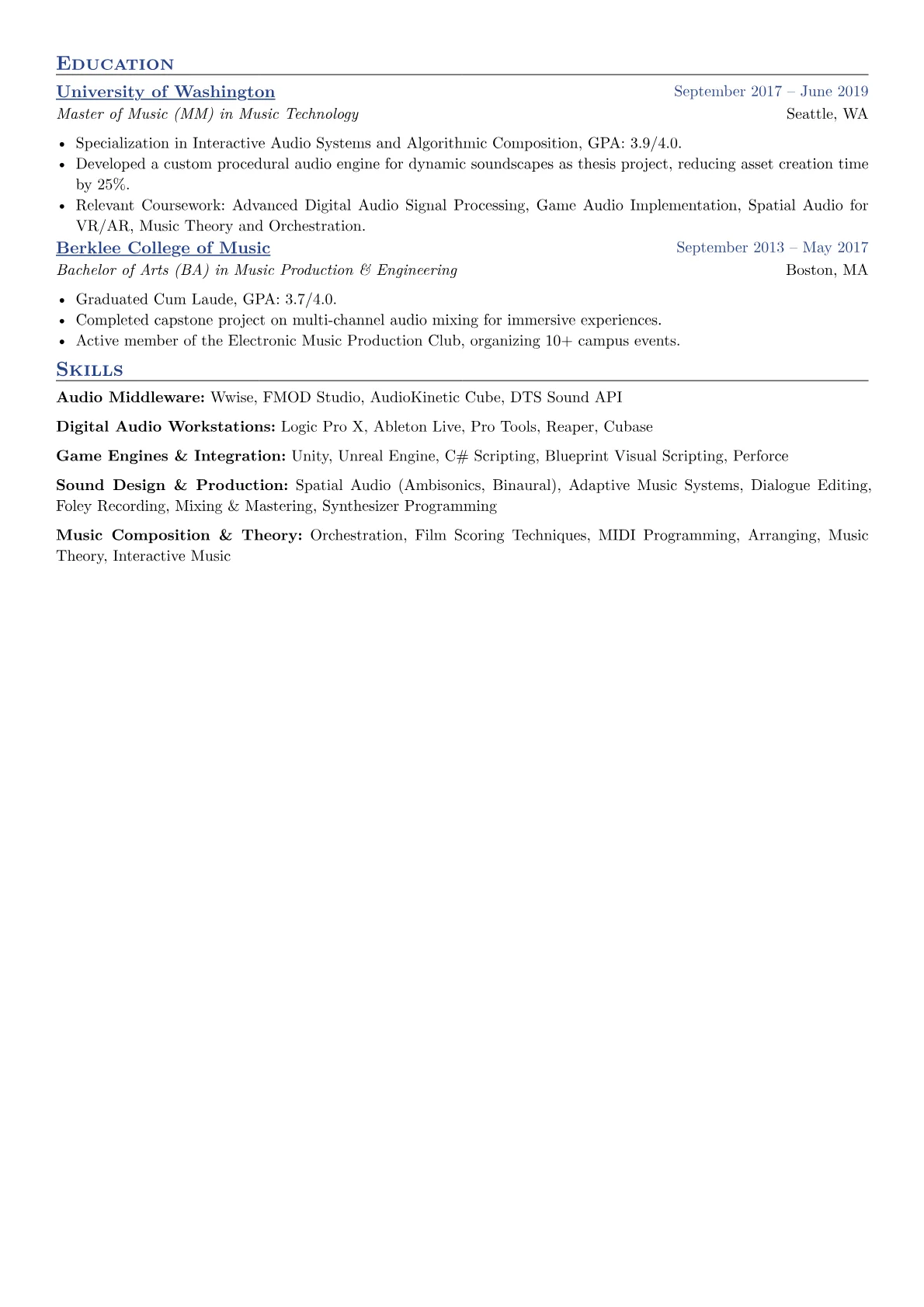 Musician Producer resume example, Musician Producer - Game, page 2