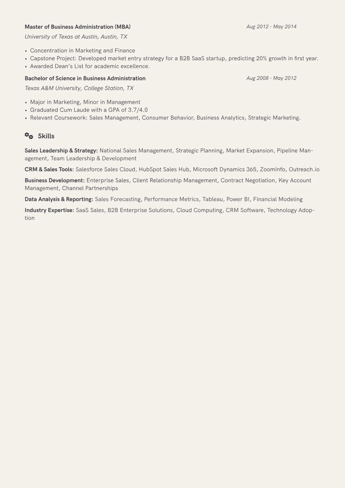 National Sales Controller resume example, National Sales Controller, page 2