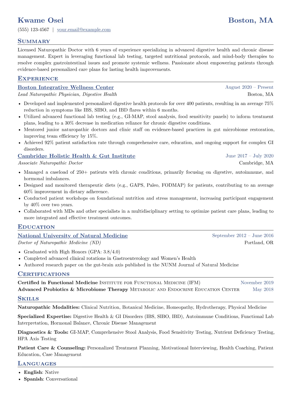 Naturopathic Doctor version - Page 1