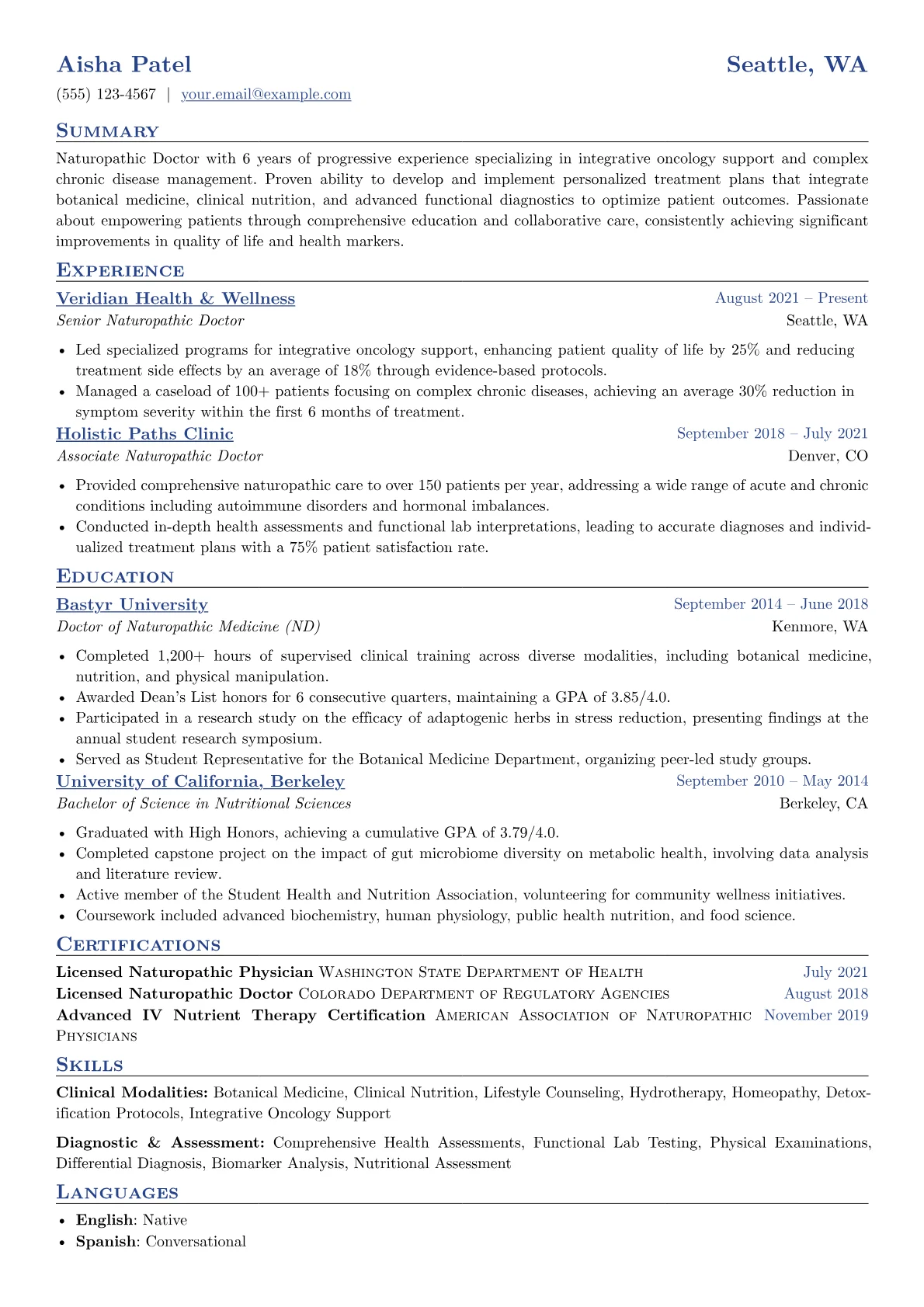 Naturopathic Doctor version - Page 1