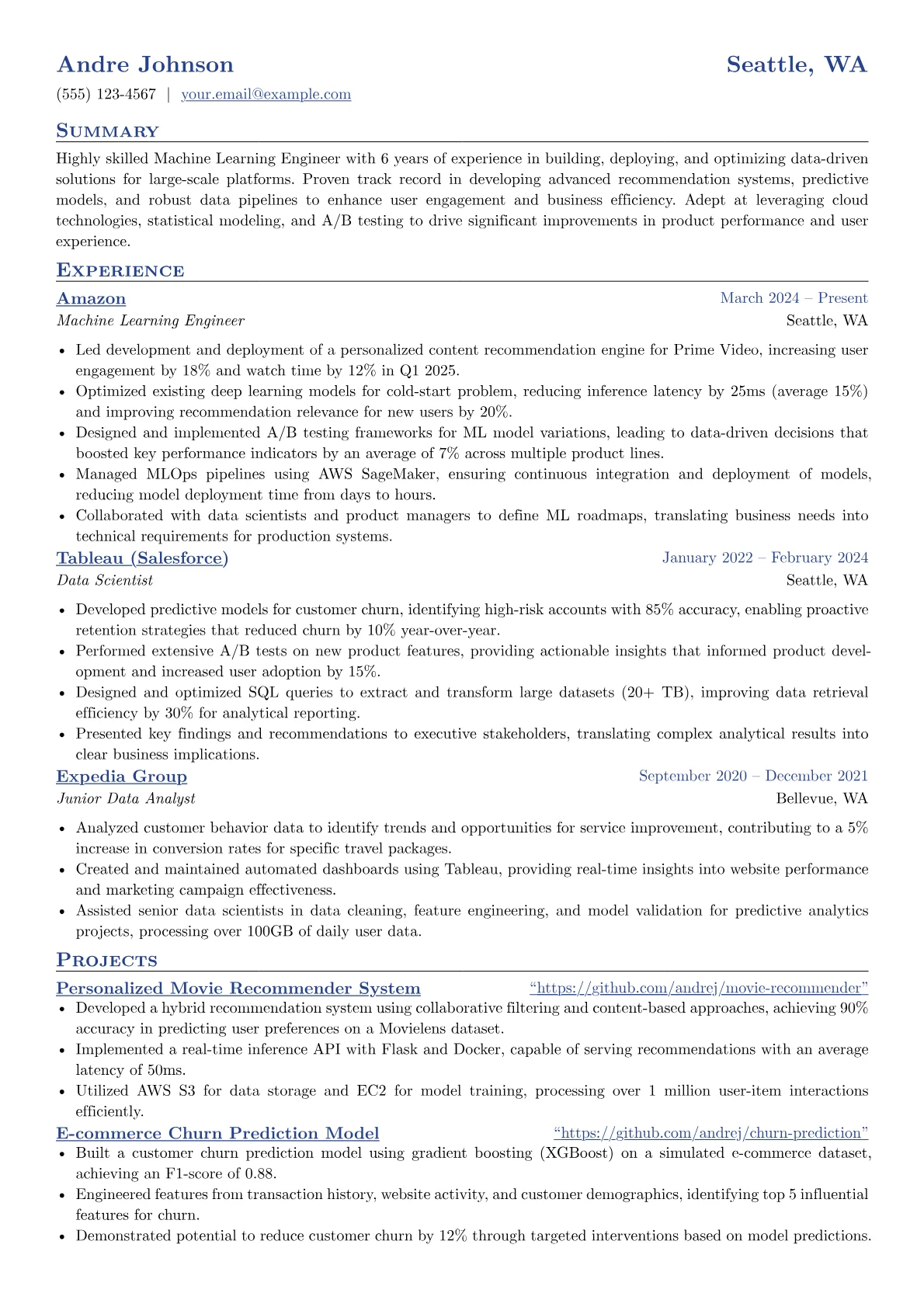 Netflix resume example, Resume for Netflix, page 1